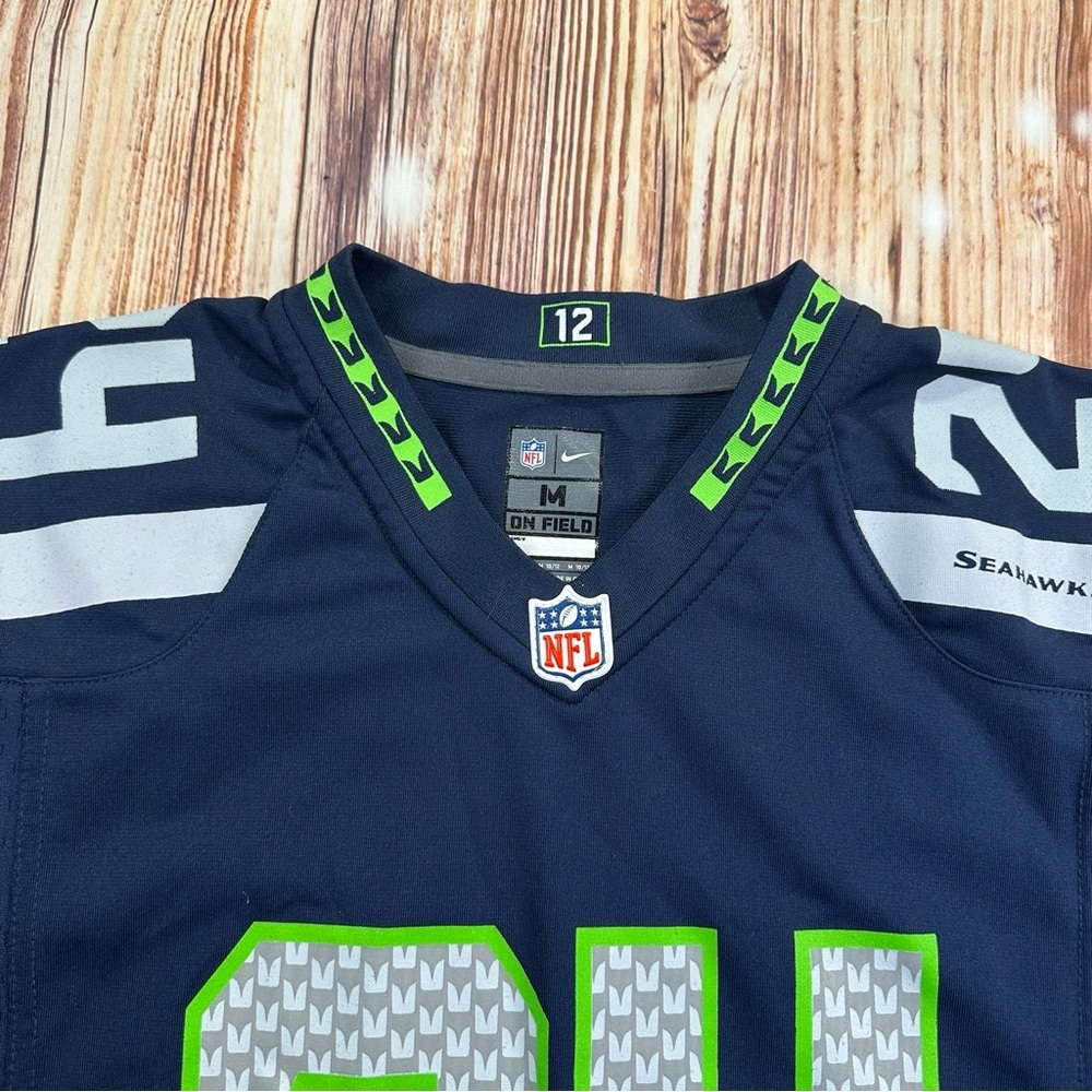 Nike On Field Marshawn Lynch Seattle Seahawks Jersey Size M 10/12 YOUTH - Picture 6 of 13